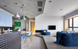 Căn hộ 1 phòng ngủ mát mắt với sắc xanh dương làm điểm nhấn