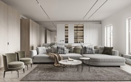 Thiết kế nội thất căn hộ chung cư hiện đại với đá cẩm thạch ở Moscow