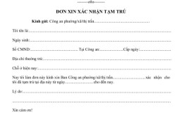 Đơn xin xác nhận tạm trú thông dụng hiện nay