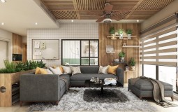 Căn hộ sử dụng nội thất bằng gỗ ấm cúng