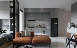 Thú vị căn hộ nhỏ ở Hà Nội với phòng ngủ tích hợp trong phòng khách