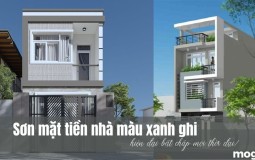 Sơn mặt tiền nhà màu xanh ghi – màu sơn hiện đại mọi thời đại