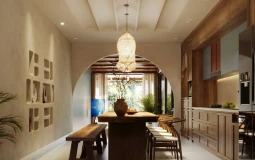 Nhà phố 4 tầng đưa phòng khách và bếp ăn lên tầng cao để tạo sự thoải mái