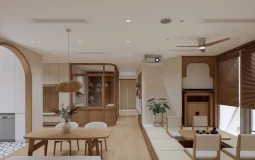 Căn hộ 106m2 với không gian, tông màu ấm áp nhẹ nhàng