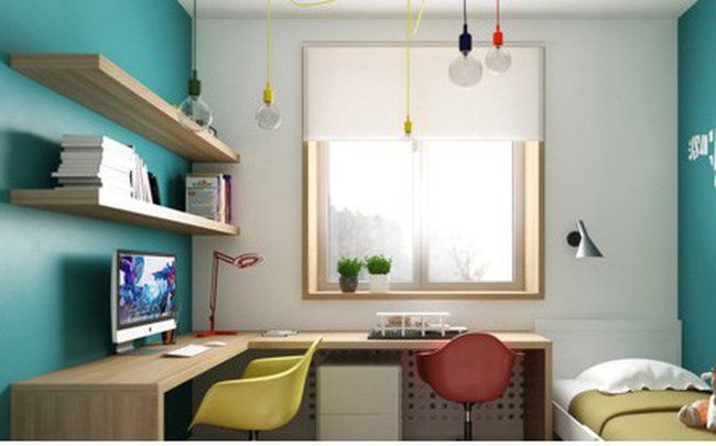 Căn hộ màu xanh dương hiện đại và ấm áp