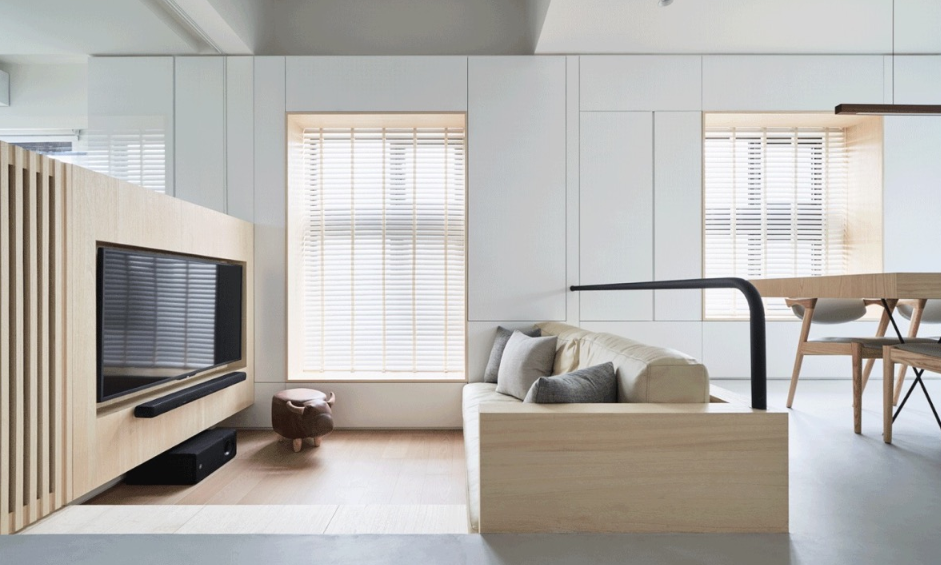 2 Thiết kế căn hộ 60m2 phong cách nội thất Nhật Bản với kỹ thuật phân vùng độc đáo