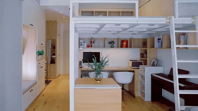 Thiết kế nội thất thông minh của căn hộ 40m2 với tông màu trắng chủ đạo