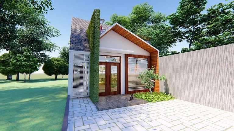 Ngôi nhà cấp 4 đẹp lạ với thiết kế mái dốc