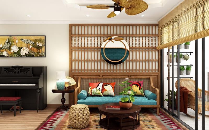 Nét hoài cổ trong ngôi nhà hiện đại có nội thất tre gỗ