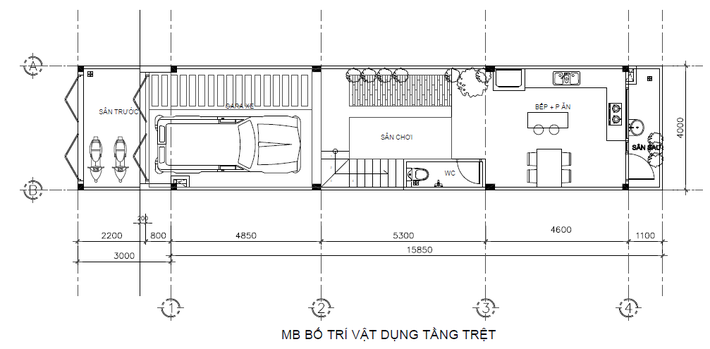 Tư vấn thiết kế nhà phố 1 trệt 2 lầu, chi phí gần 200 triệu đồng