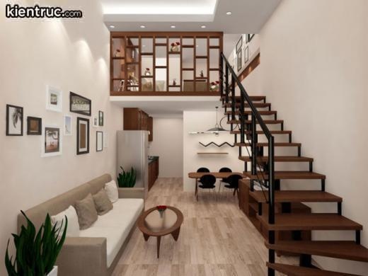 Thiết kế tầng lửng thành phòng khách tạo điểm nhấn cho không gian