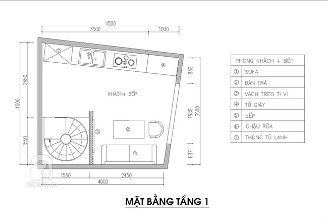 Tư vấn thiết kế nhà trên đất xéo cho gia đình có 3 người