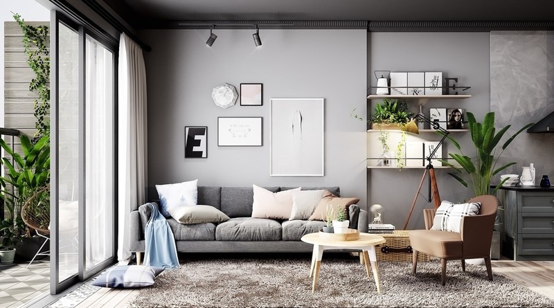 Vẻ đẹp cuốn hút trong căn hộ màu xám