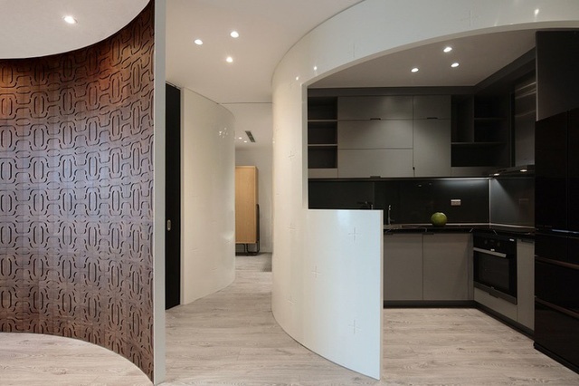 Khám phá kiến trúc độc đáo với 4 bức tường cong của căn hộ 70m2 tại Cầu Giấy