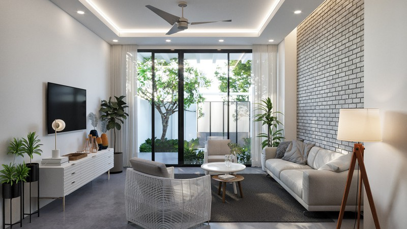 Nhà ống 3 tầng có giếng trời giúp lấy gió và sáng