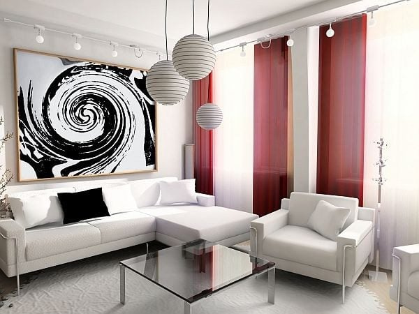 Trang trí phòng khách với nội thất mang sắc đỏ