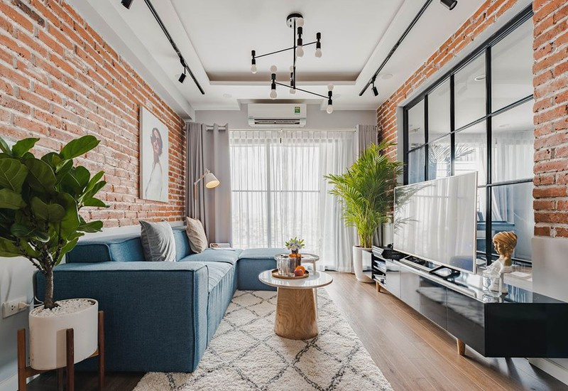 Ấn tượng căn hộ được trang trí bằng gạch cổ tự nhiên