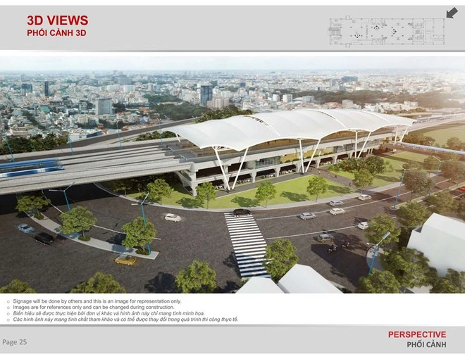 Cận cảnh thi công lợp mái nhà ga trên cao tuyến metro số 1