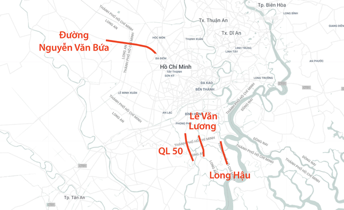 Mở rộng 7 tuyến đường từ TP.HCM về Long An lên 6 làn xe