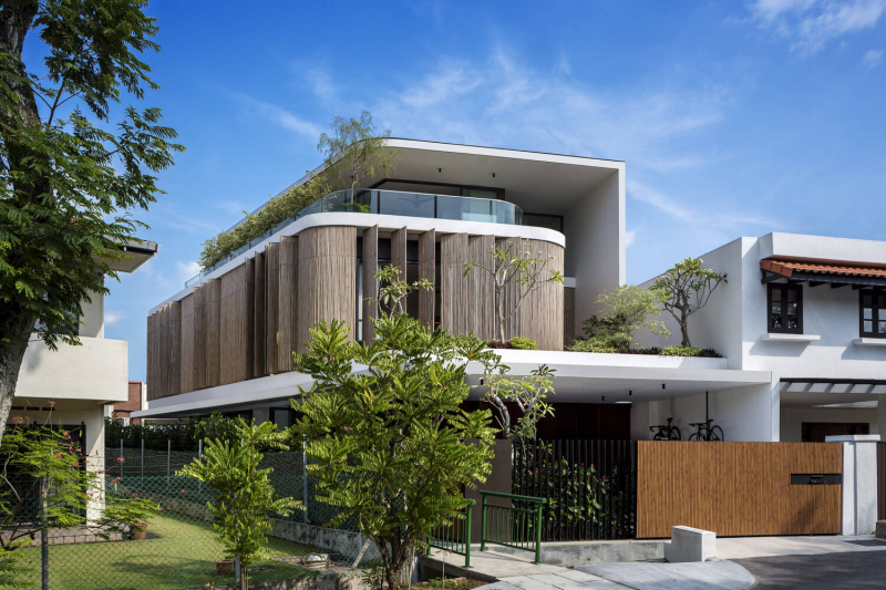 Bamboo Veil House – Ngôi nhà liền kề nằm trên mảnh đất hình thang của gia chủ yêu tre tại Singapore