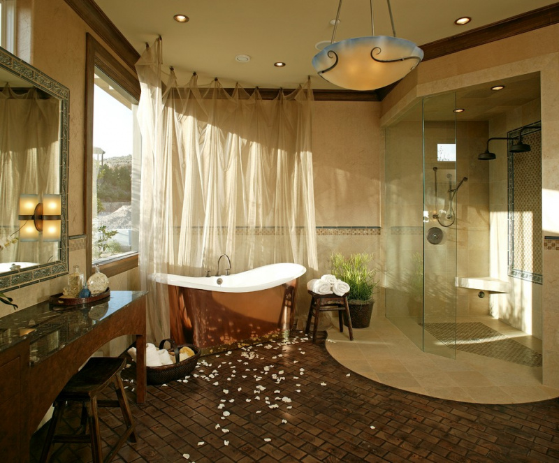 Mẫu bồn tắm bằng đồng làm sáng bừng không gian sống
