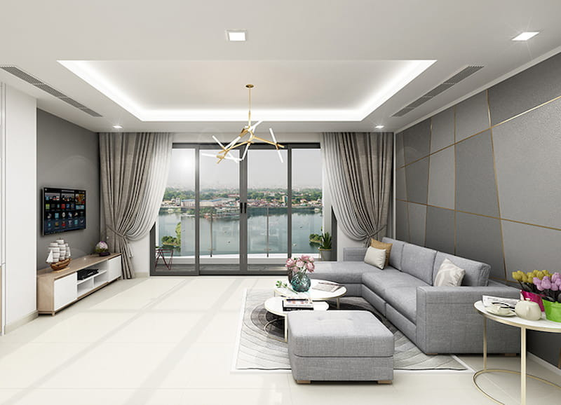 Trang trí phòng khách nhà vuông cho căn hộ chung cư