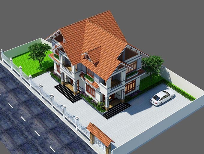 Khám phá mẫu nhà biệt thự 2 tầng mái thái đậm tinh hoa và tuyệt tác thẩm mĩ