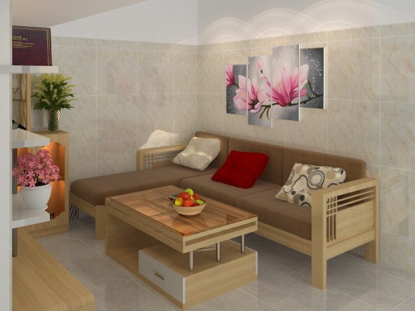 Những mẫu sofa gỗ chữ L đẹp cho phòng khách hiện đại