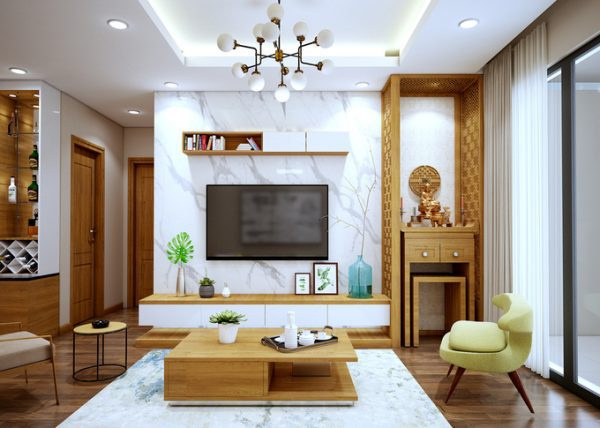 Mẫu bàn thờ phòng khách chung cư đẹp hiện đại