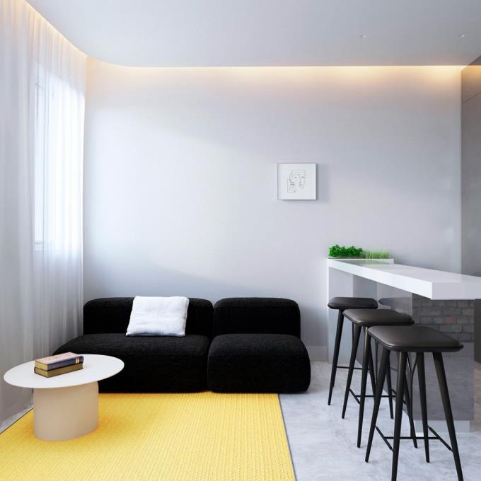 Căn hộ 56m2 đầy tinh tế chỉ với phối màu đen trắng đơn giản