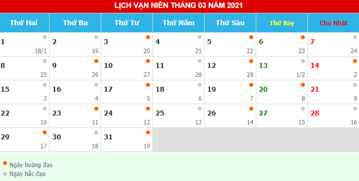 Xem ngày giờ tốt khai trương tháng 3/2021 chi tiết theo tuổi