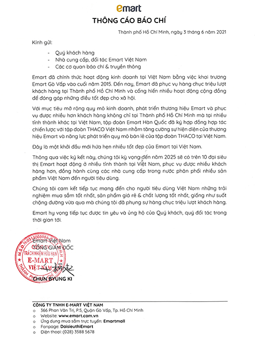 Bình Dương, TP Thủ Đức và Quận Tân Phú được Emart lựa chọn để khai trương chi nhánh mới